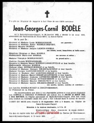 Jean Georges Cornil Bodèle, décédé à Saint-Sylvestre-Cappel, le 14 Août 1955.